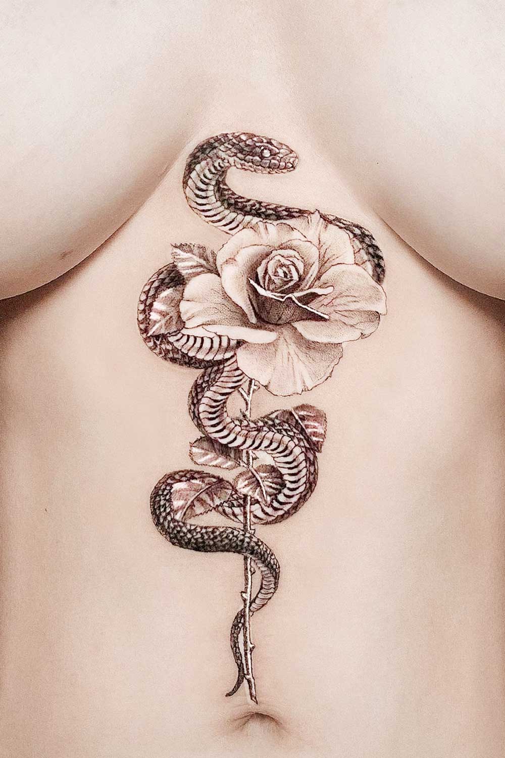 Snake with Rose Tattoo