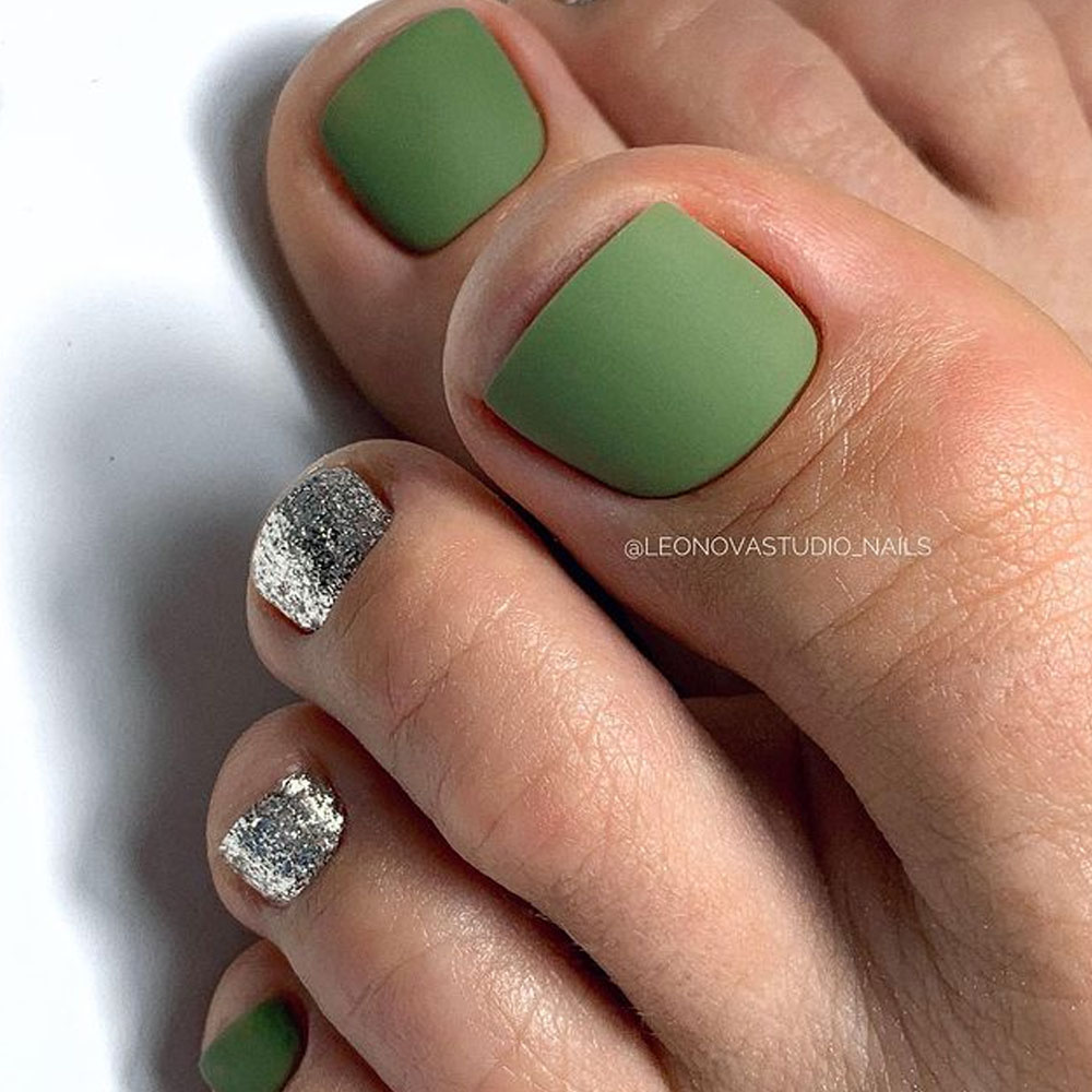 Olive Green Toe Nail Designs