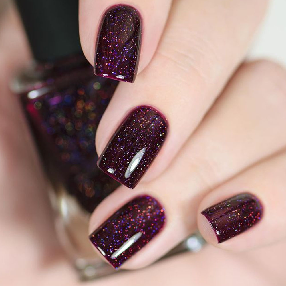 Shimmery Deep Plum Winter Nail Colors