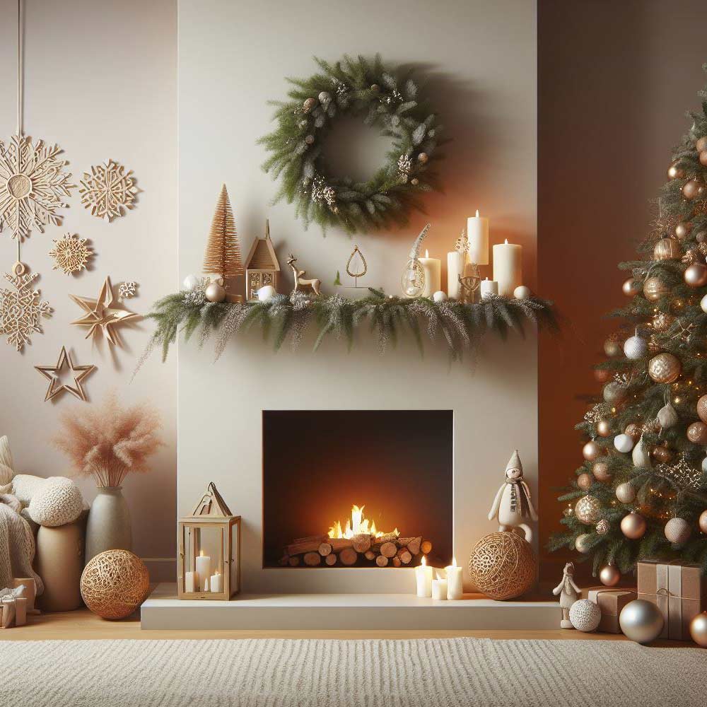 Minimalist Christmas Fireplace Decoration