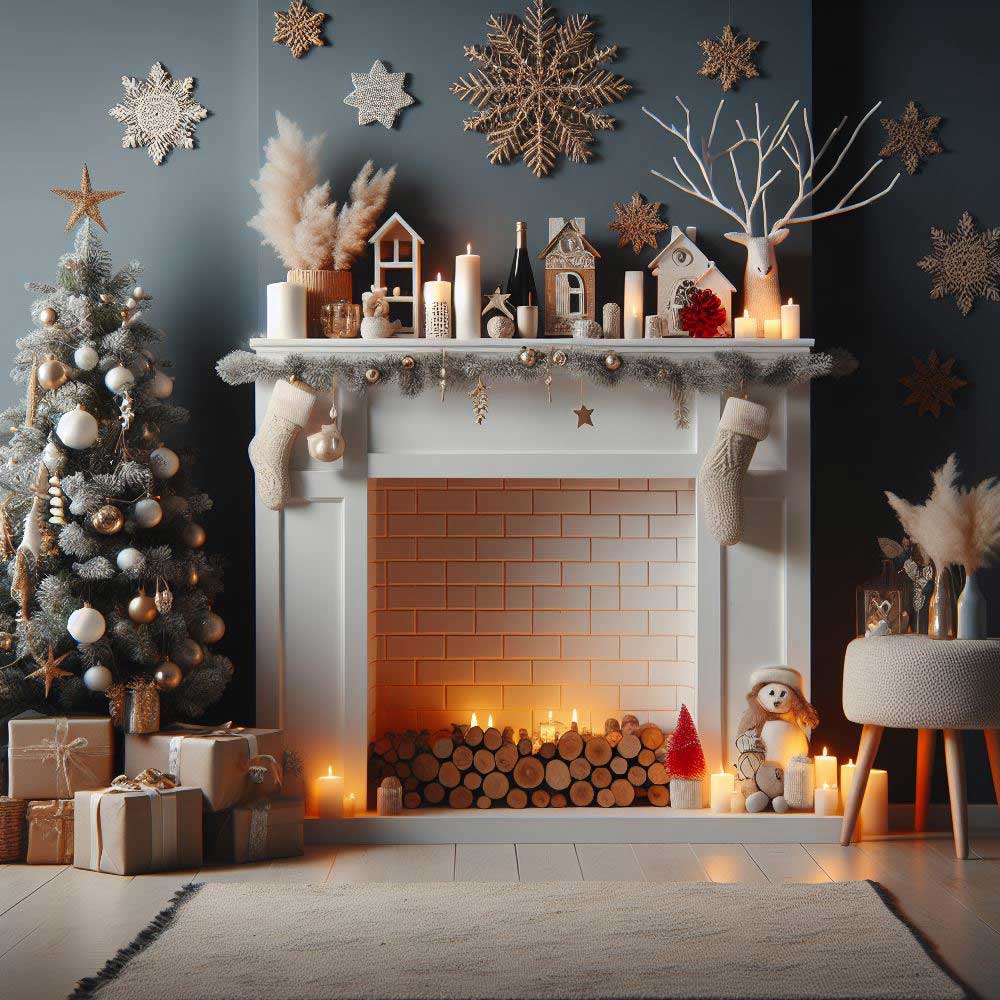 Modern Christmas Fireplace Decor