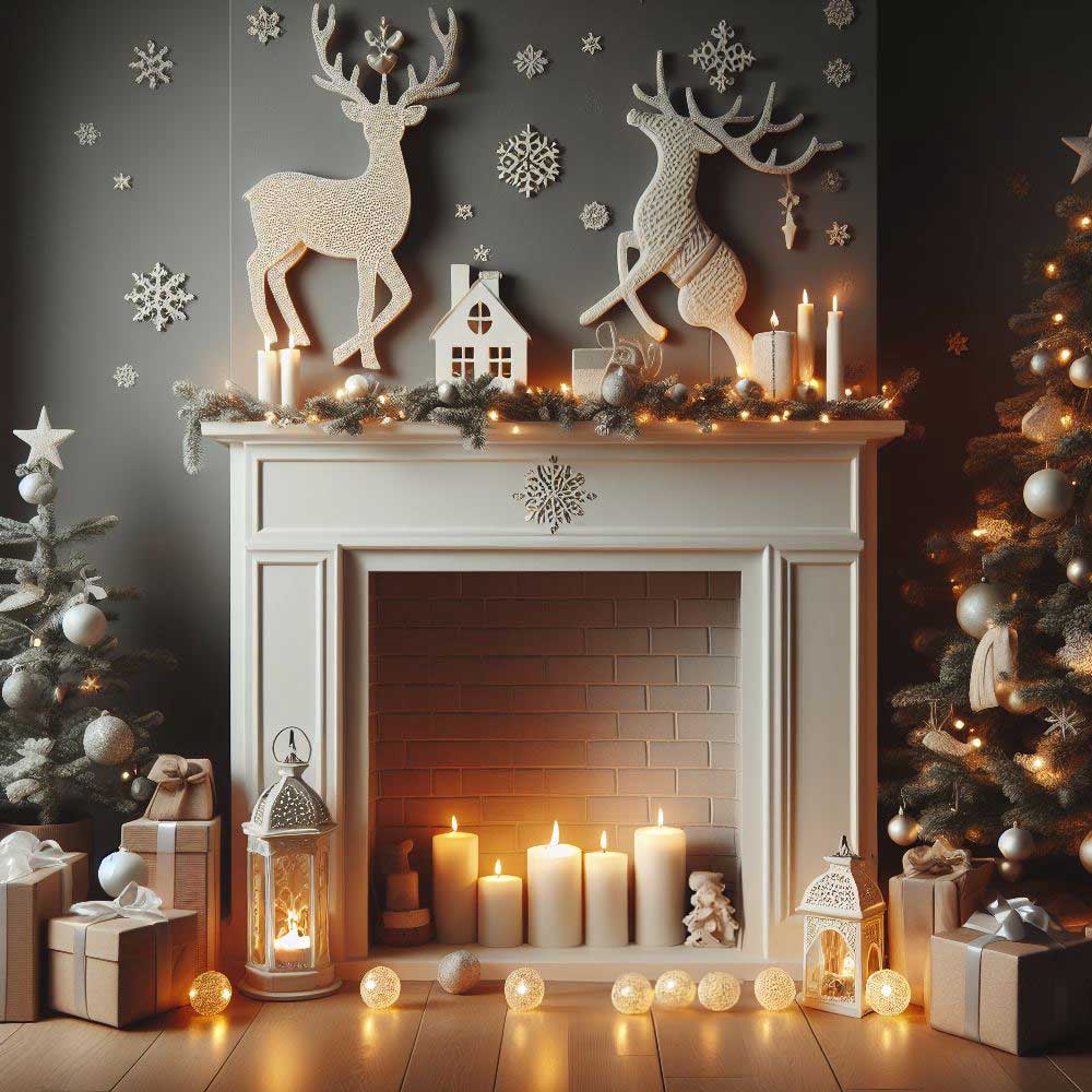 Fireplace Decoration with Wall Deers
