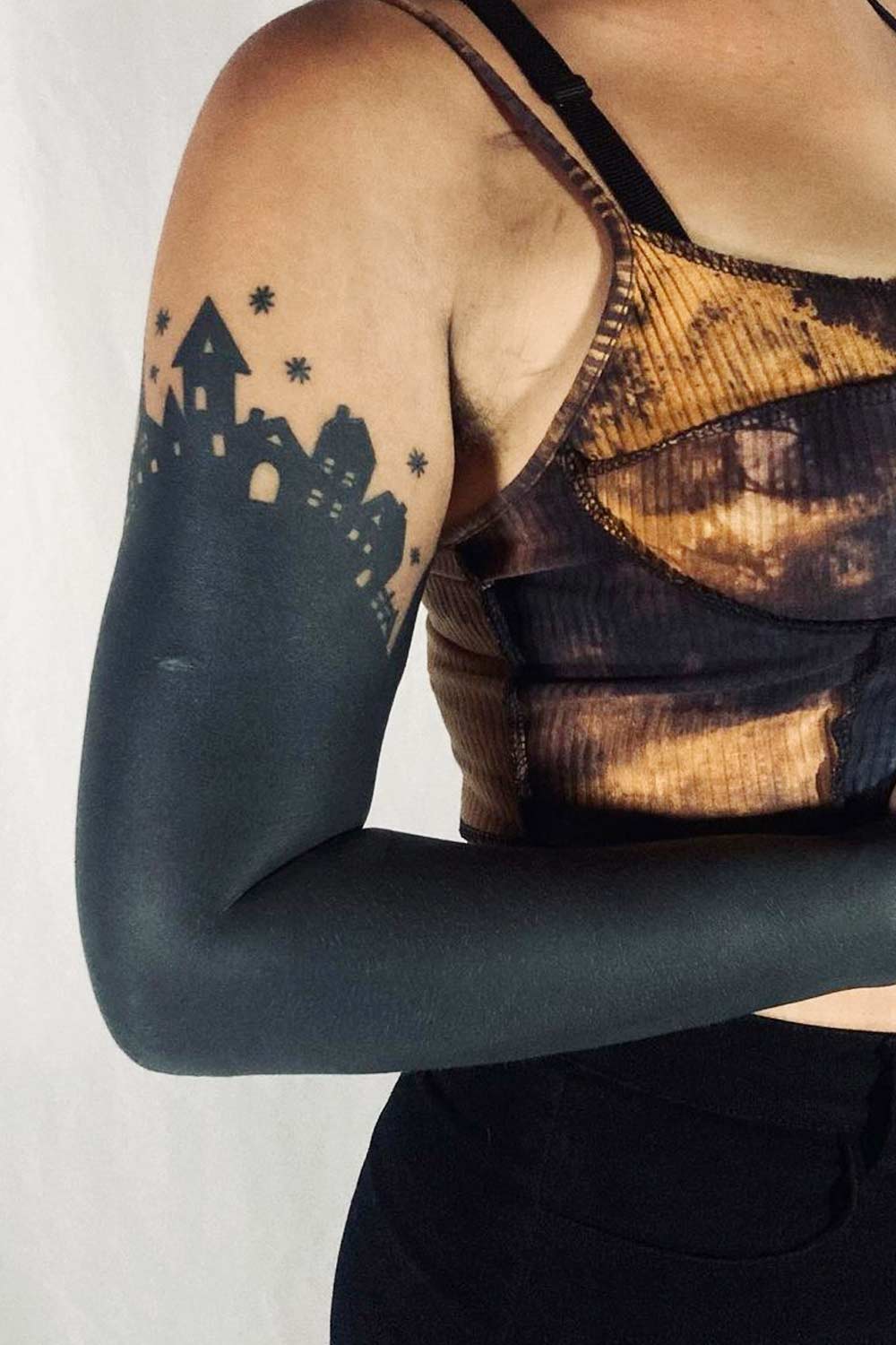 Female Blackout Tattoo Sleeve Design