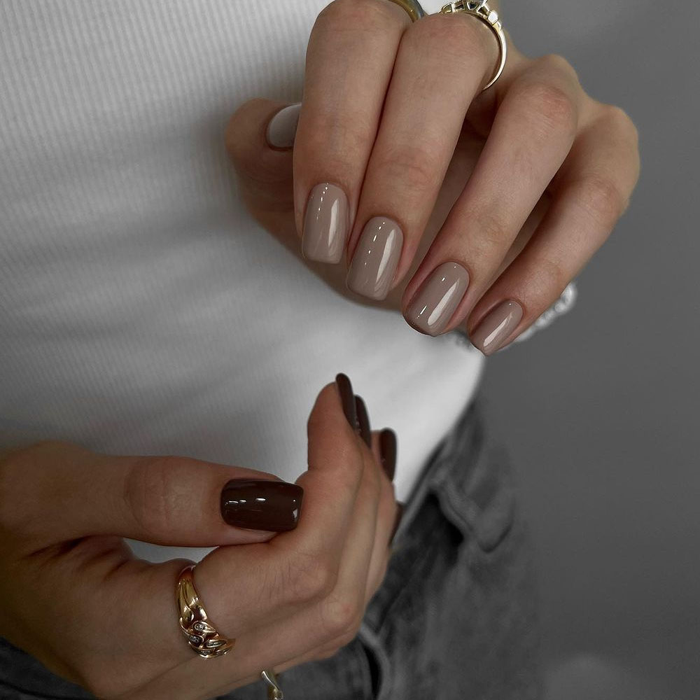 Burgundy Nails with Nude Mix