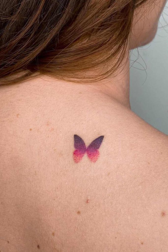 Minimalist Shoulder Butterfly Tattoo