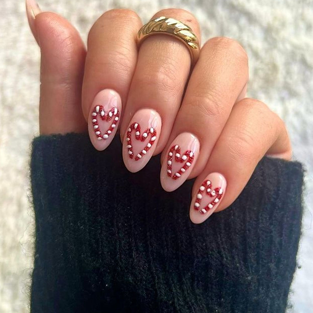 Sweet Love Christmas Nails Red and White