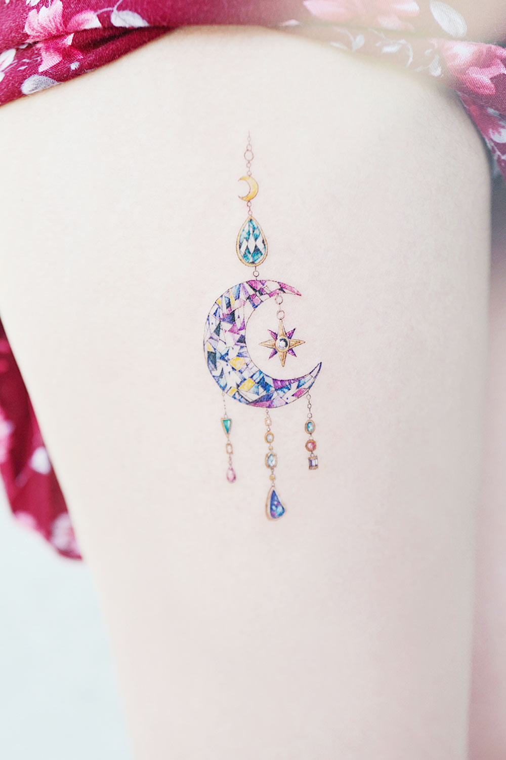 Crystallic Moon Dream Catcher Design Tattoo