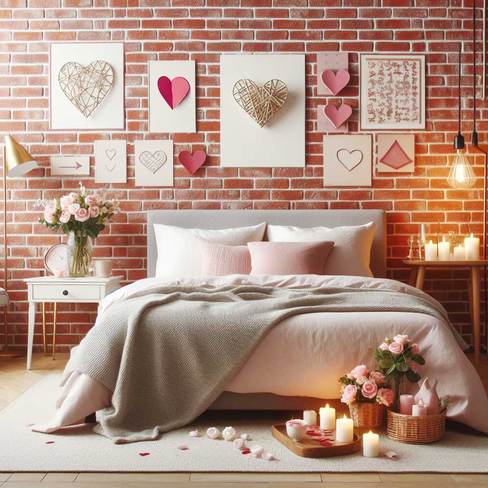 Bedroom Decoration for Valentines Day with Candles