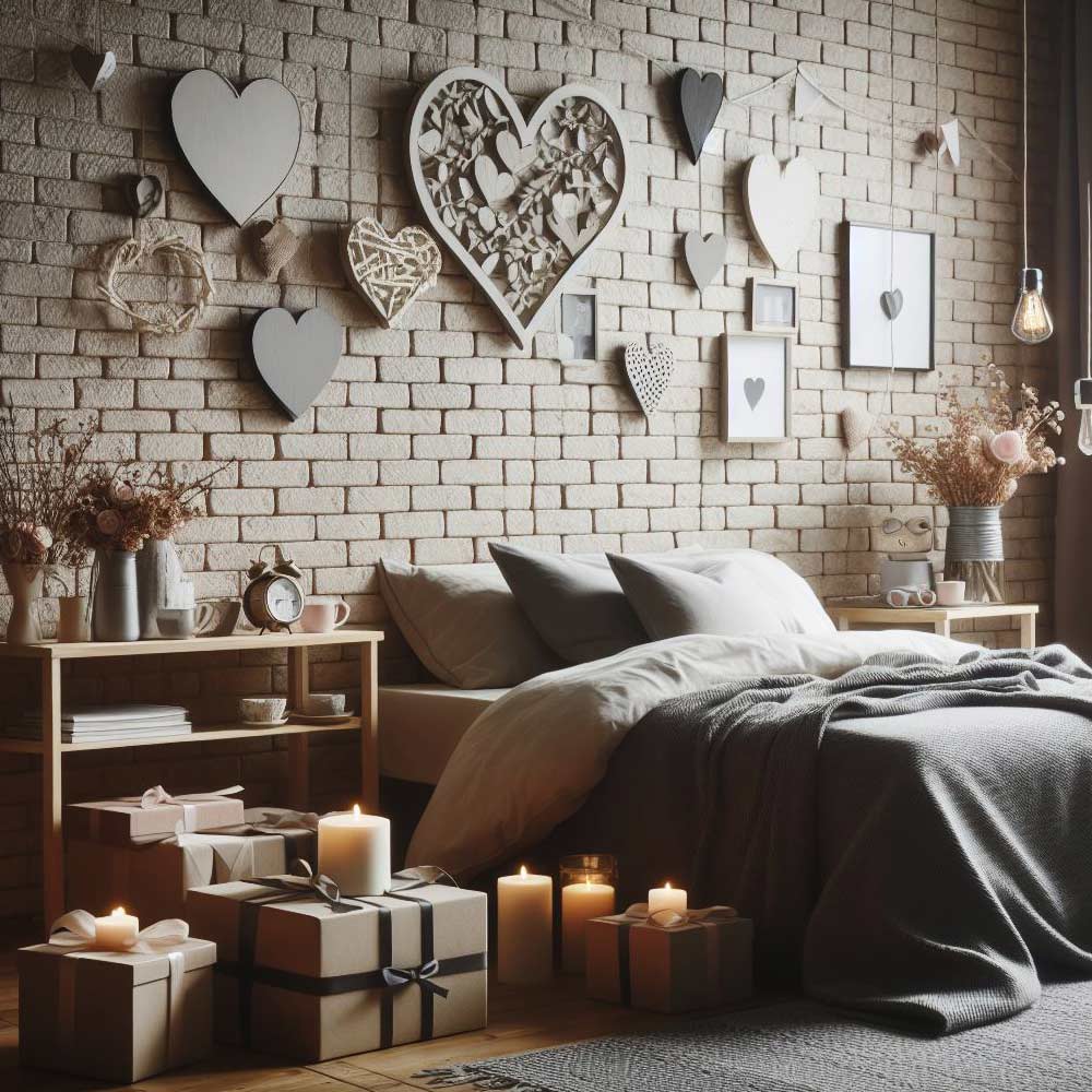 Valentines Day Bedroom Decor with Wall Hearts