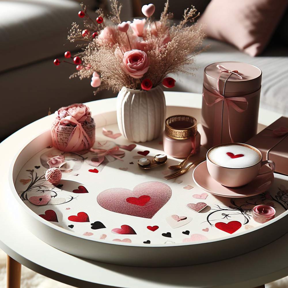 Coffee Table Decor with Flowers for V-Day