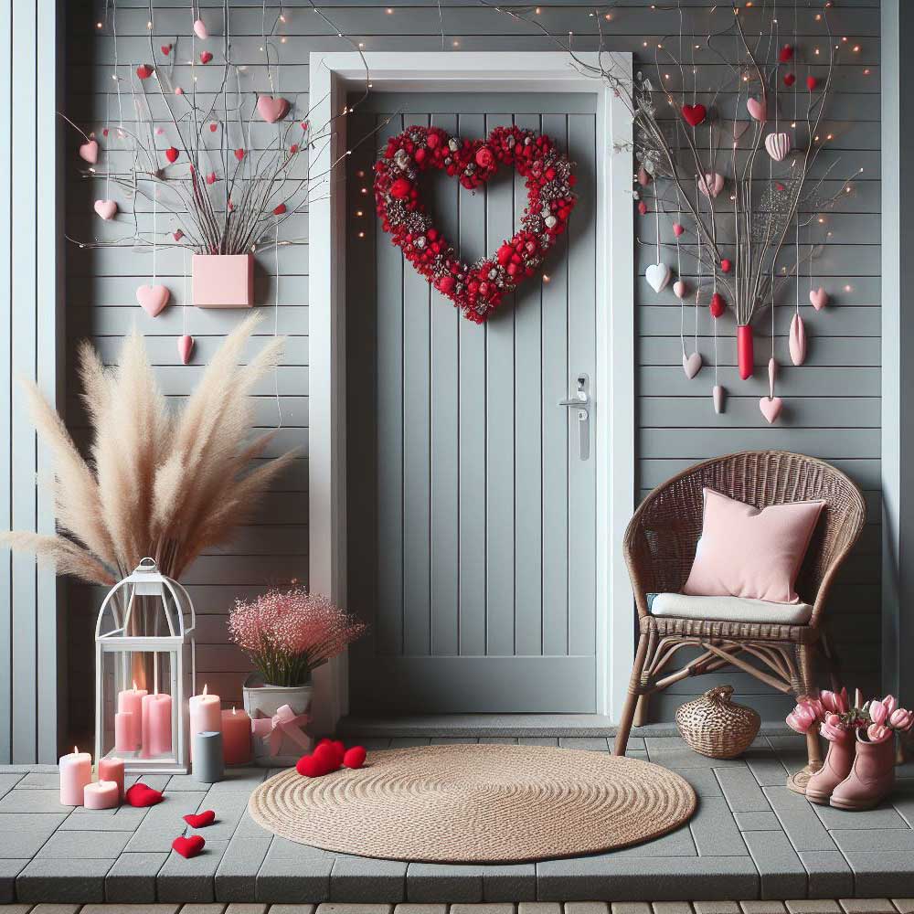 Front Porch Valentines Day Theme Decor