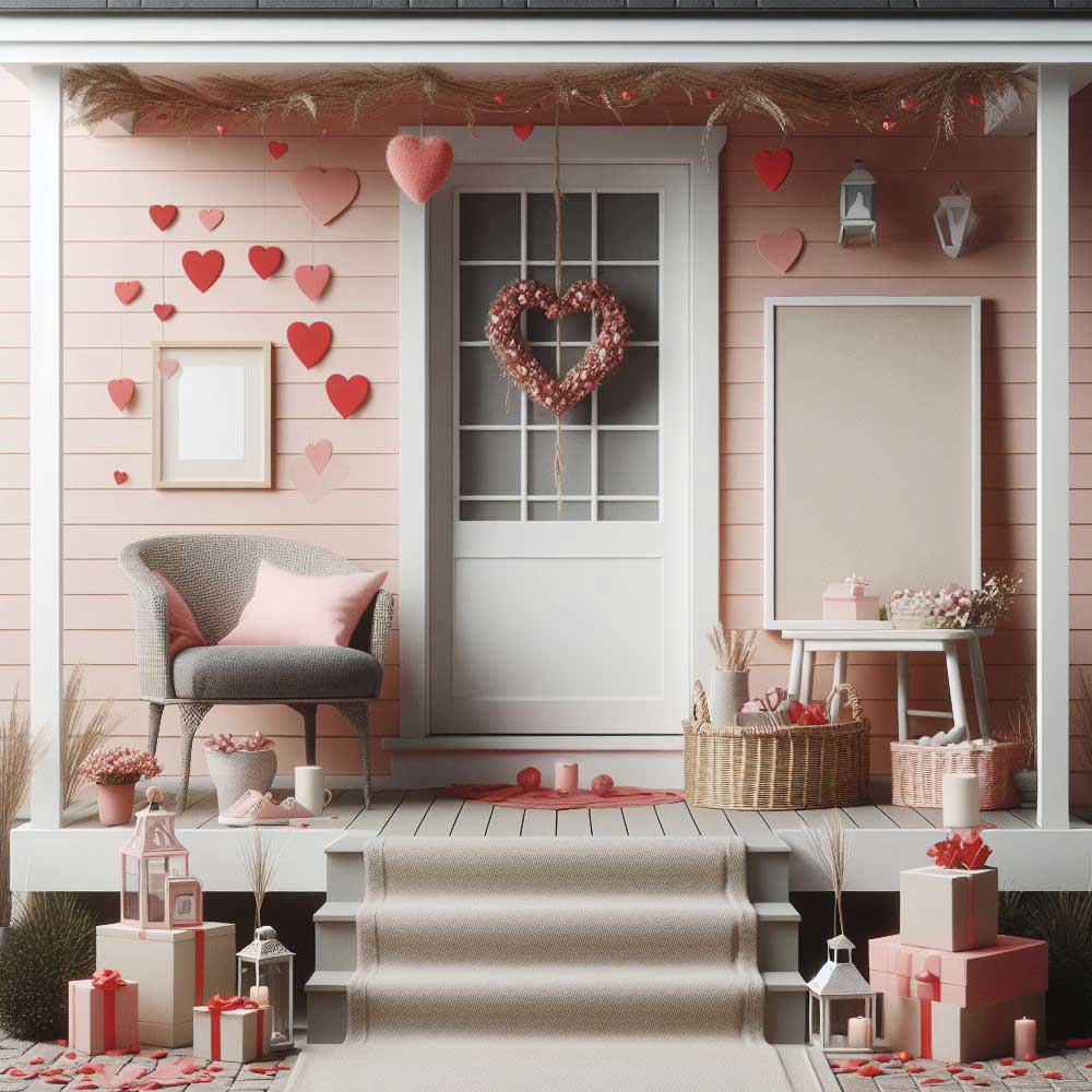 Front Porch Decoration with Hearts