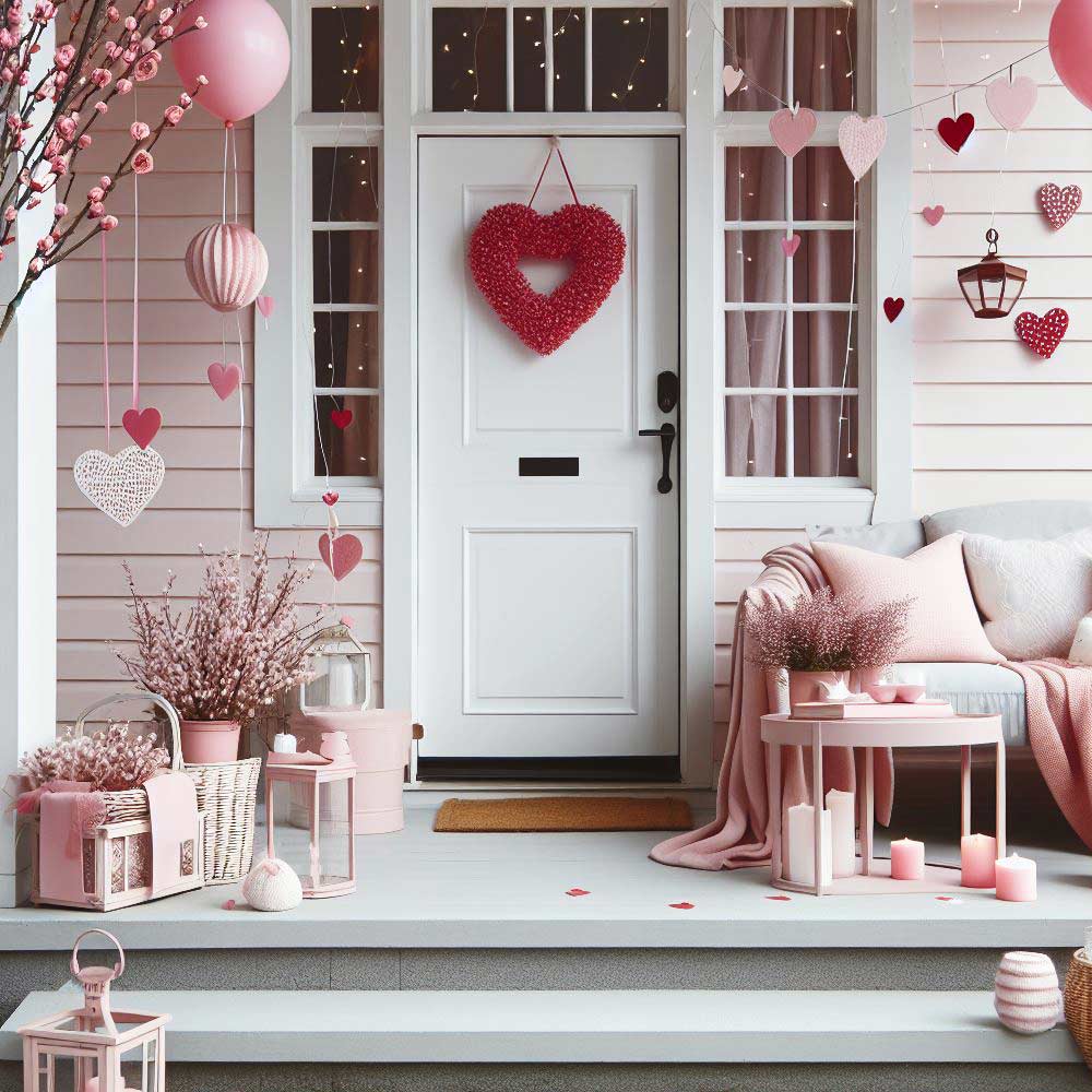 Valentines Day Theme Front Porch Decoration