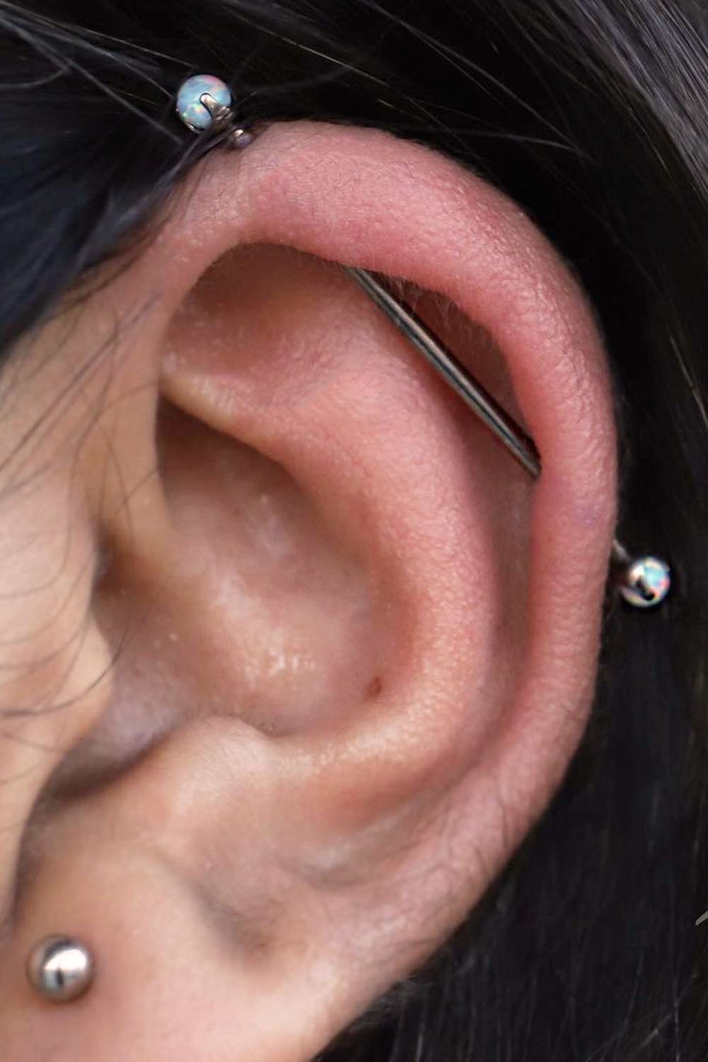 Healed Industrial Type Ear Piercing