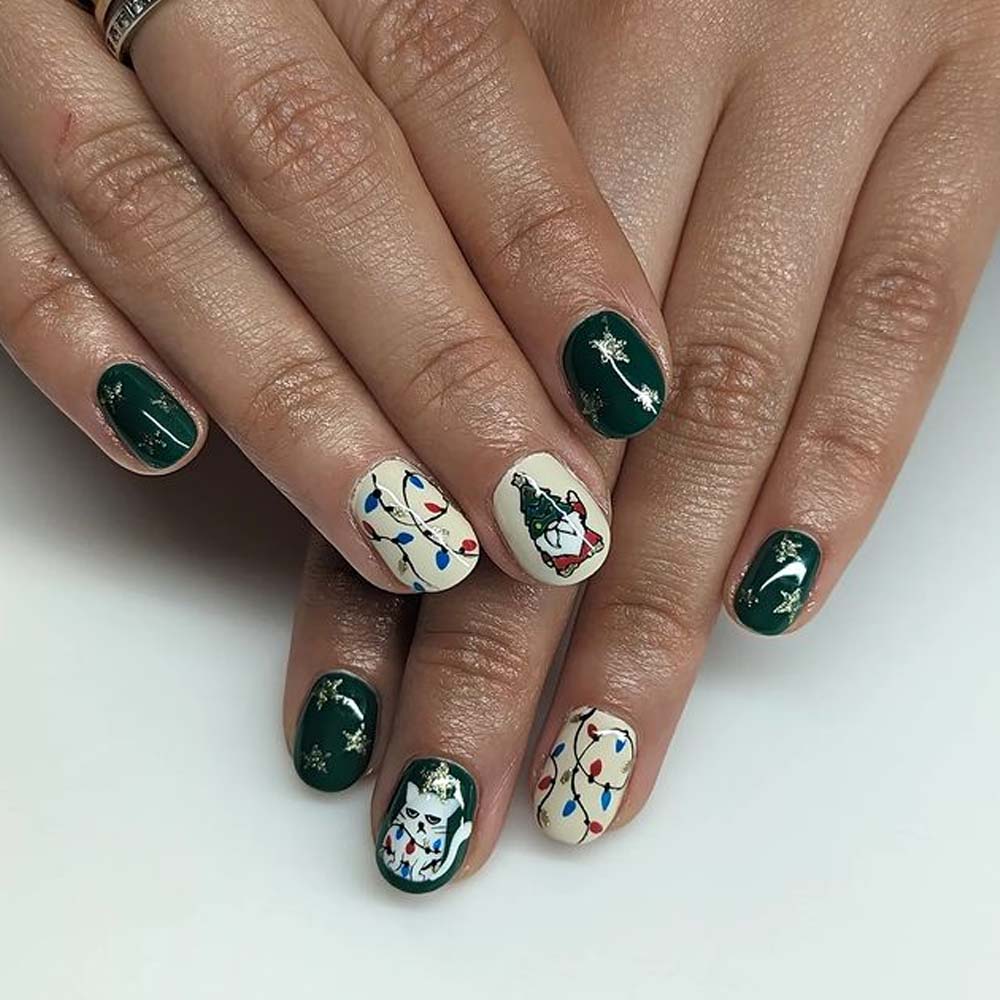 Gnome and Stars New Years Nails