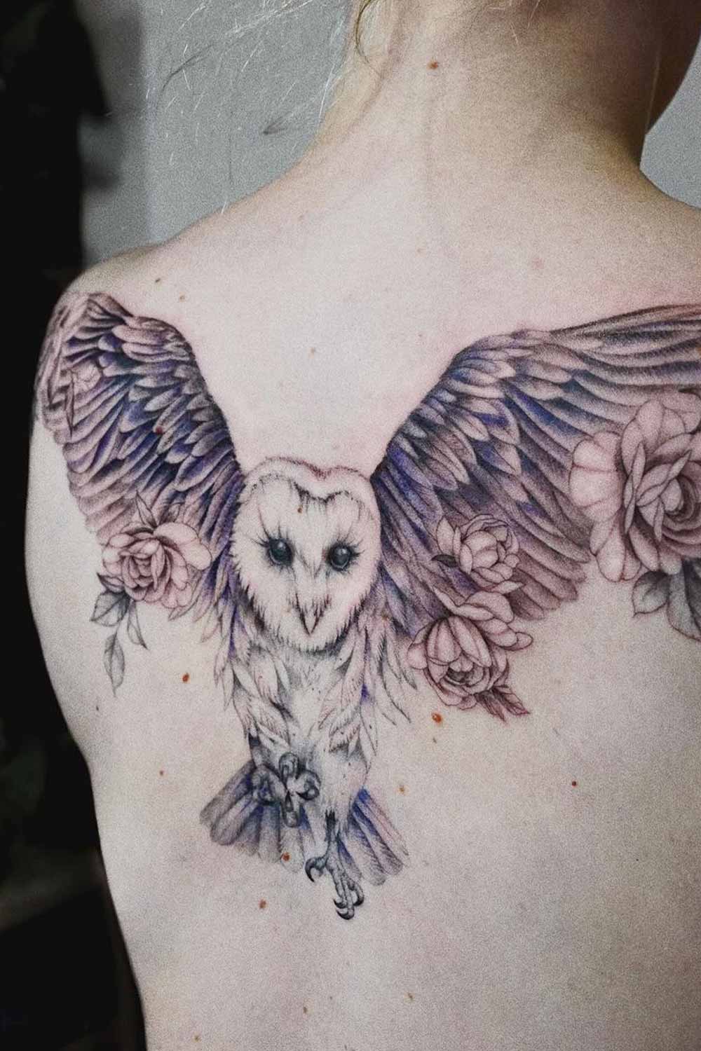 Back Owl Tattoo Design