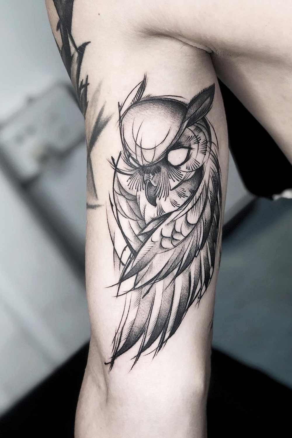 Sketch Owl Tattoo