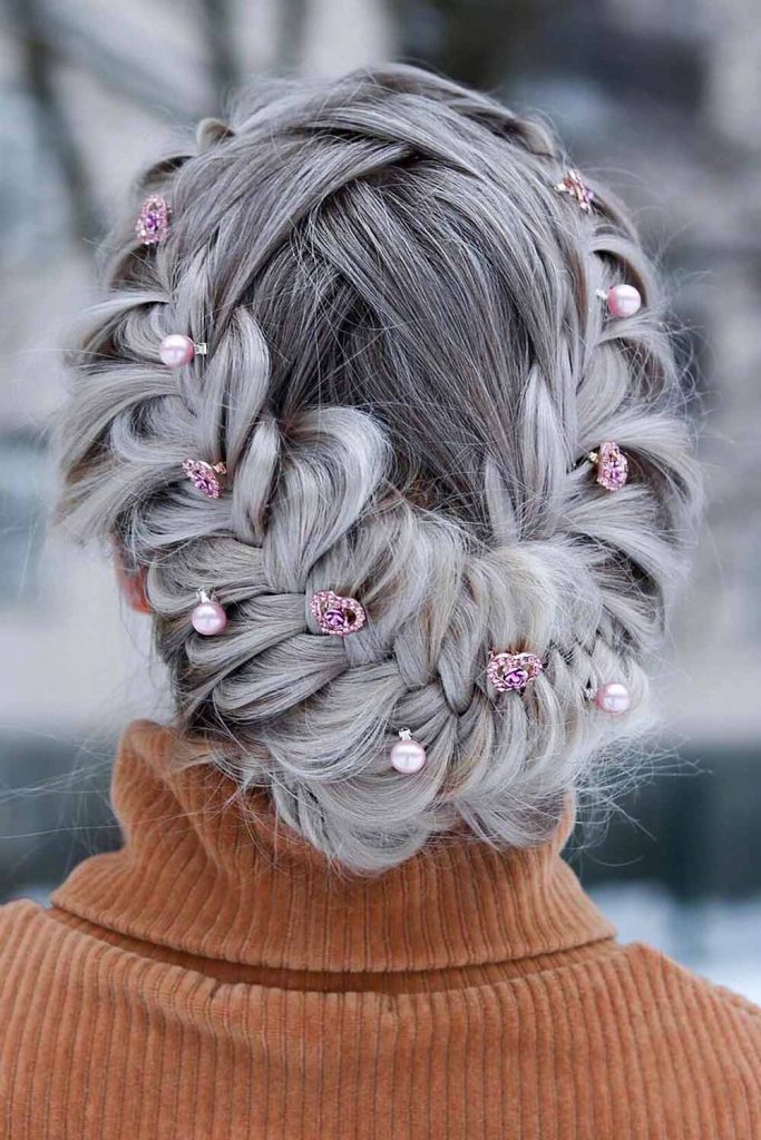 Christmas Hairstyle with Fishtail Braids #christmasshorthairstyles #christmasshorthair #christmashairstyle
