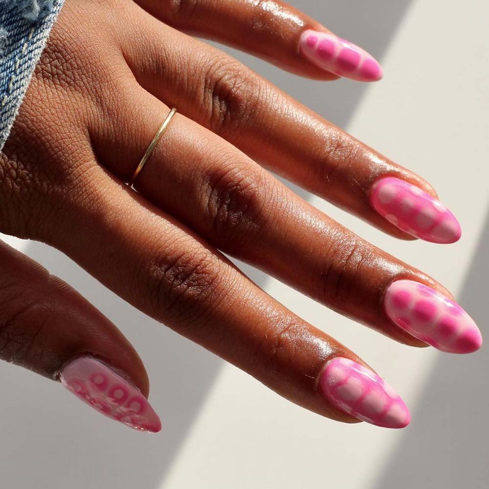 Print Pink Nails Art