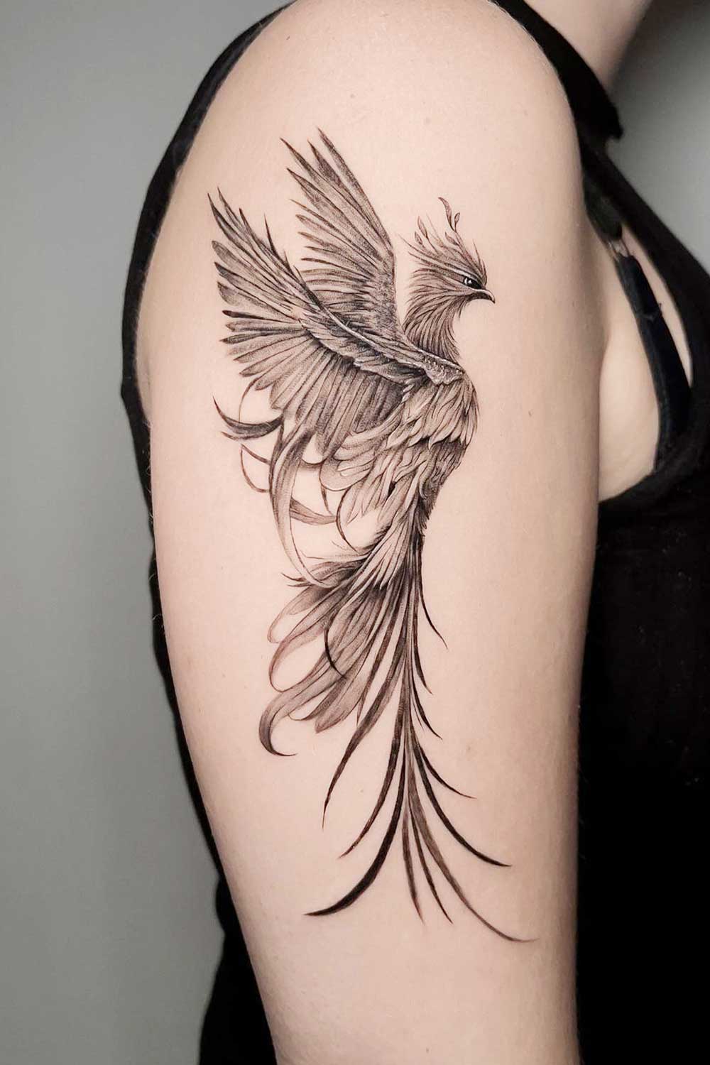 Nice phoenix tattoo design in fire colors
