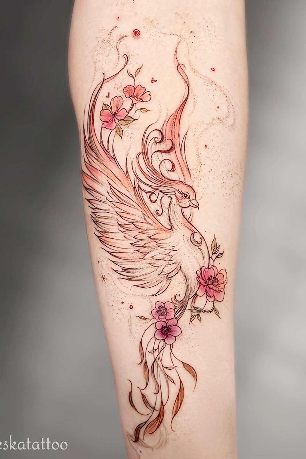 Female Phoenix Tattoo Design