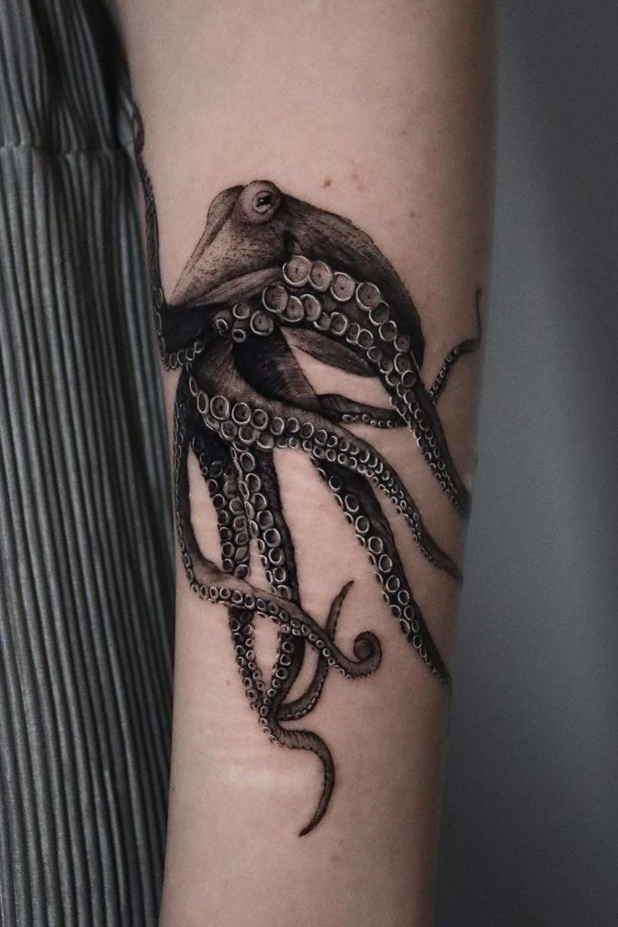 Black and White Octopus Tattoo