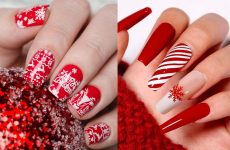 Christmas Nails Red and White Designs and Ideas
