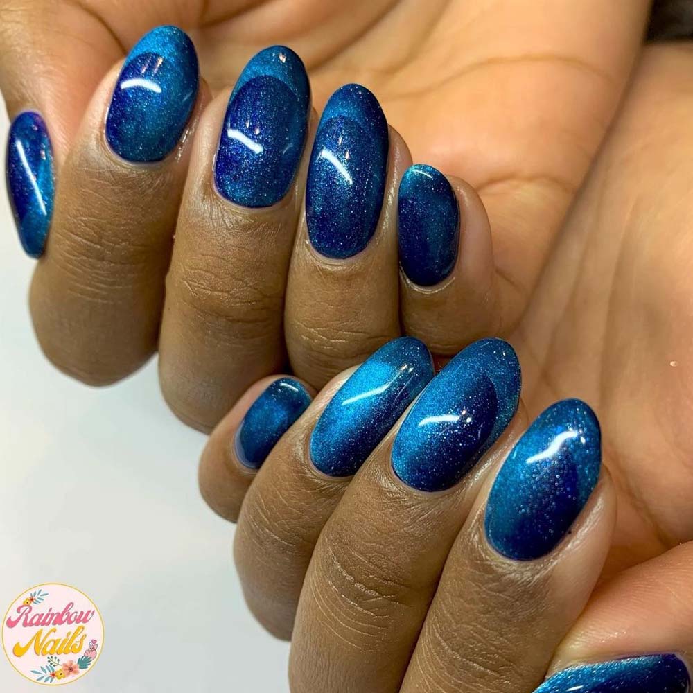 Rich Blue Winter Nails