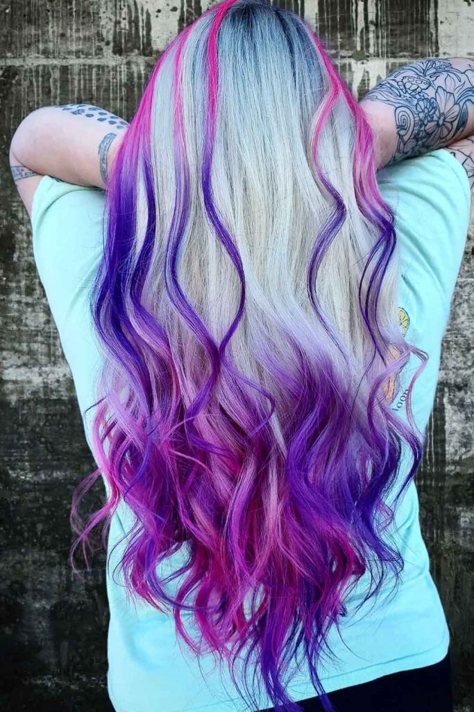 Silver Top With Purple-Magenta Ombre
