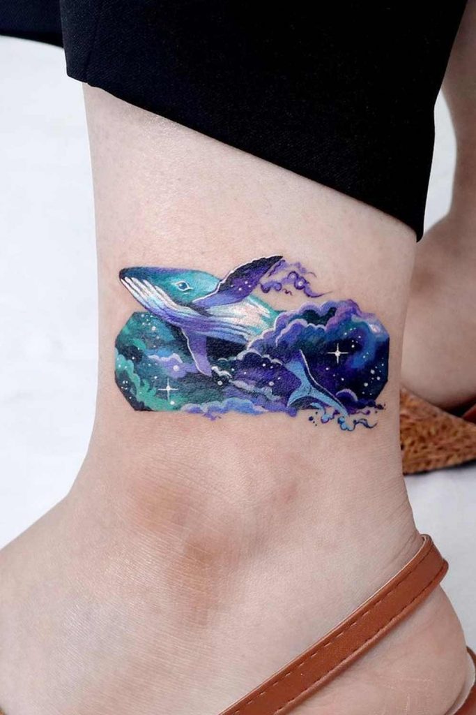 Galaxy Whale On Ankle