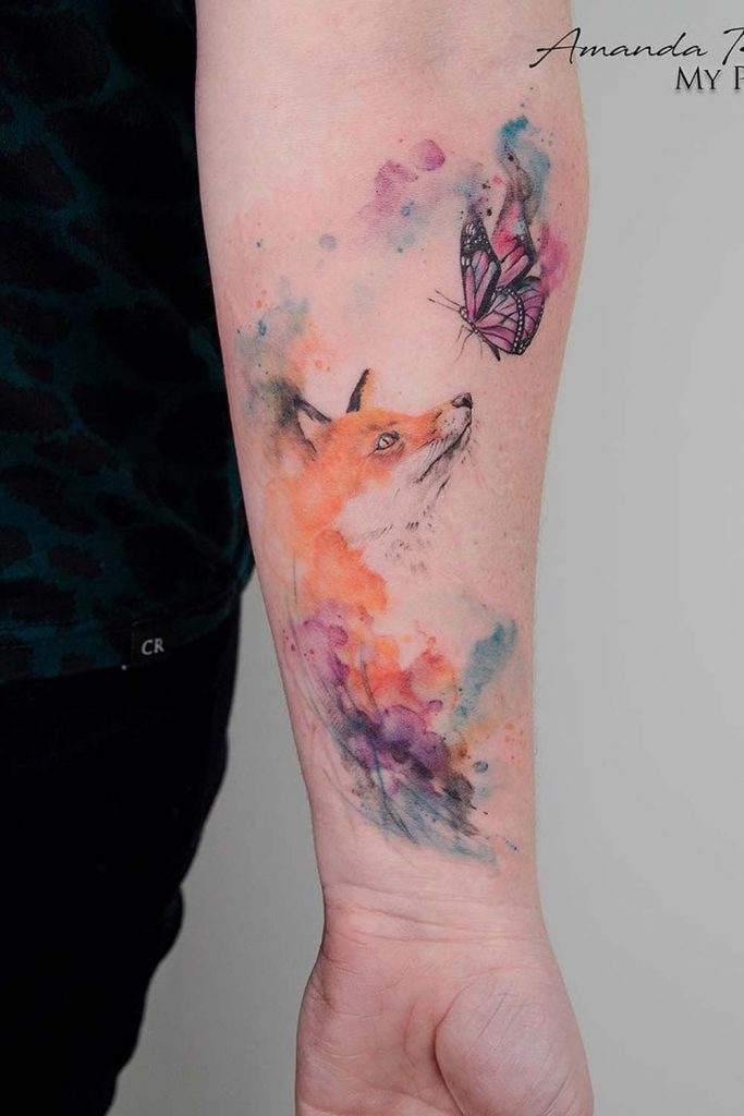 The Watercolor Fox Tattoo
