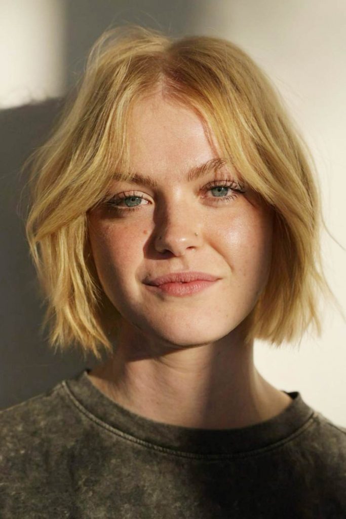 Honeyed Blonde Bob with Natural Texture