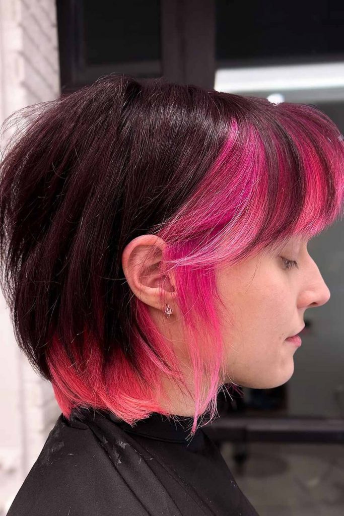High-Contrast Bob with Pink Infusion