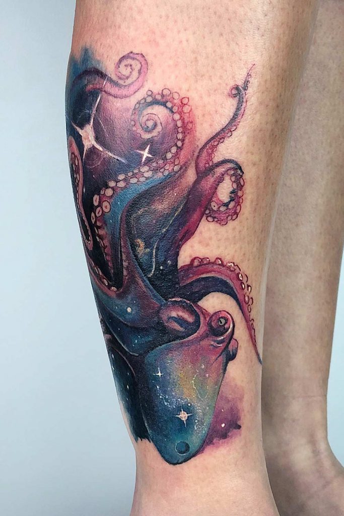 Galaxy Octopus Tattoo