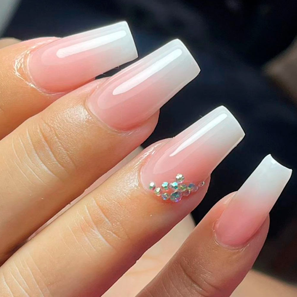 French Ombre-Styled Acrylic Nails