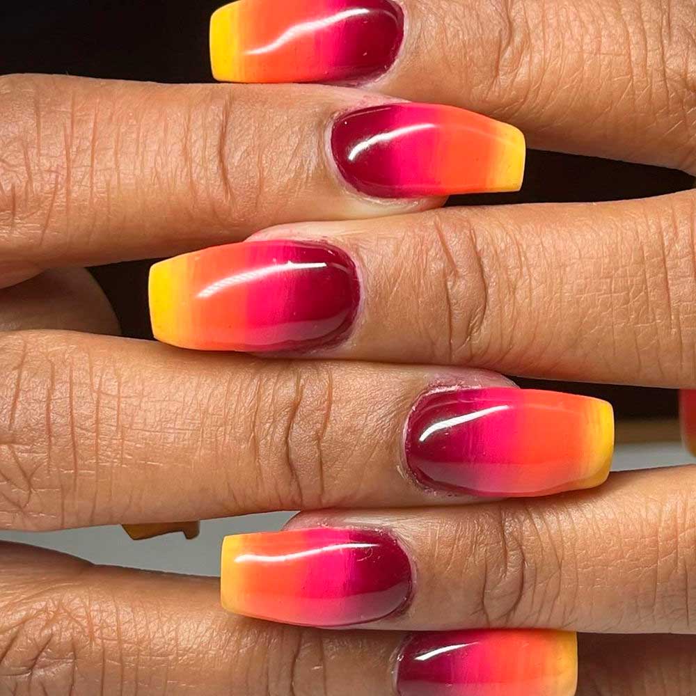 Sunset Ombre Coffin Nails