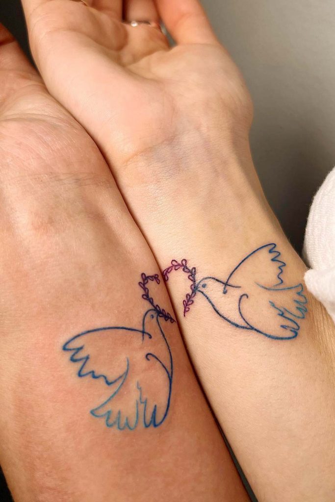 Mother & Daughter Tattoos with Doves