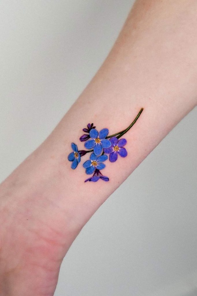 flower tattoos forget me not wrist