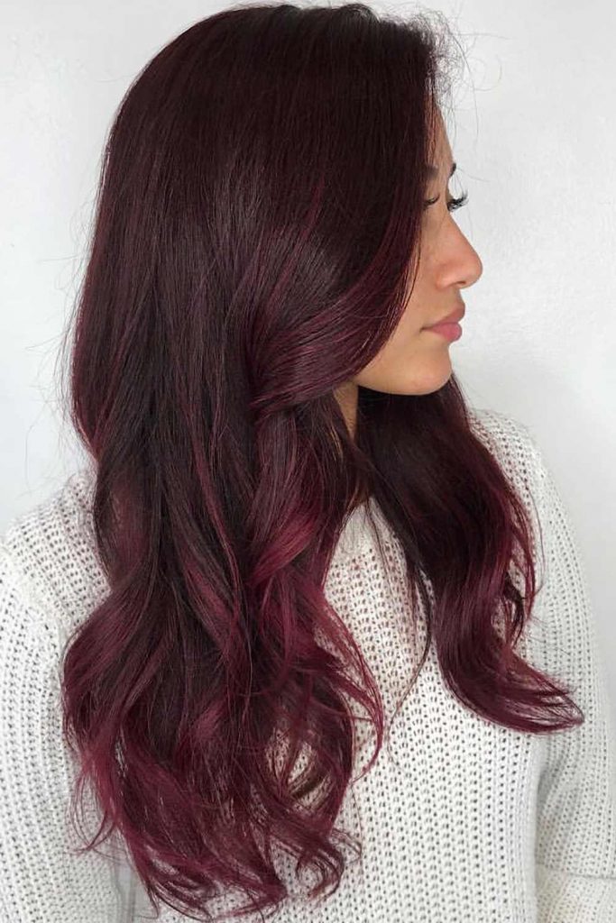 Burgundy Colored Long Haircuts With Layers #longhaircuts #layeredhair