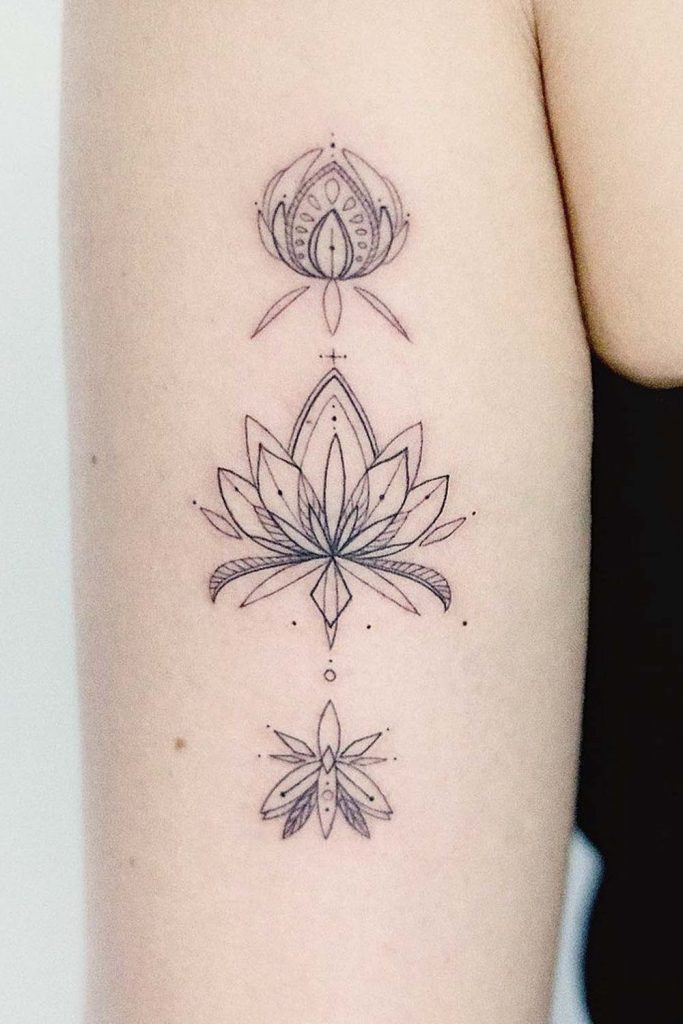 Lotus Trio Arm Tattoo