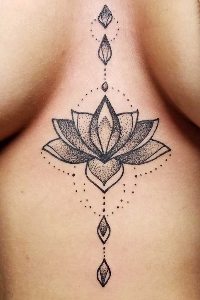 Mandala Lotus Sternum Tattoo