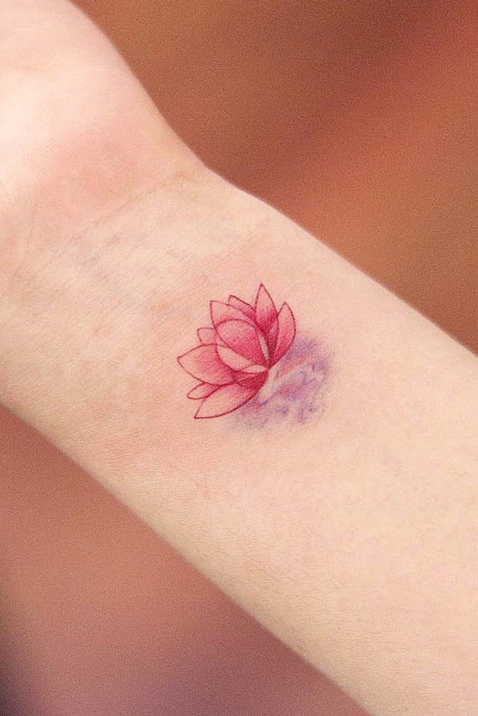 Watercolor Splash Lotus Tattoo