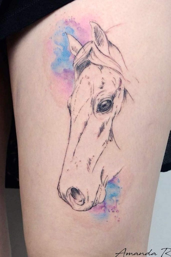 Horse with Watercolor Elements