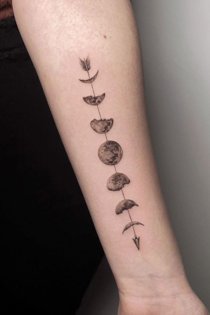 Lunar Phases Arrow Tattoo
