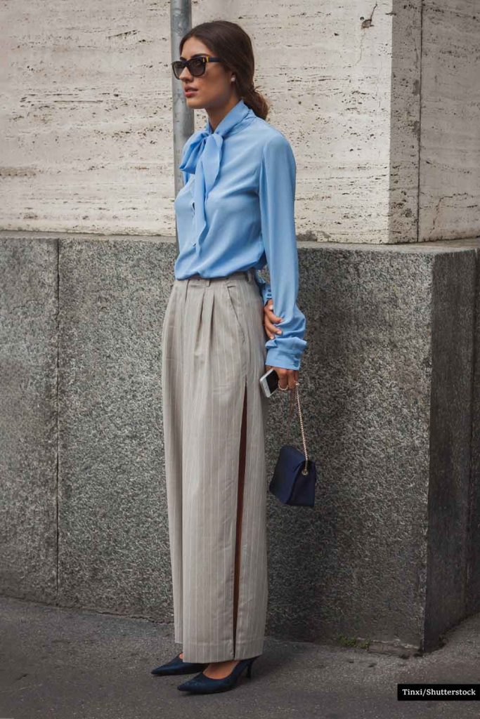 Blue Blouse with Palazzo Pants