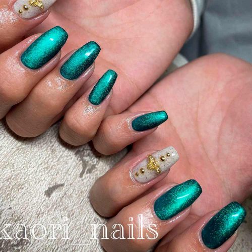Green Mani with Accent Fingers