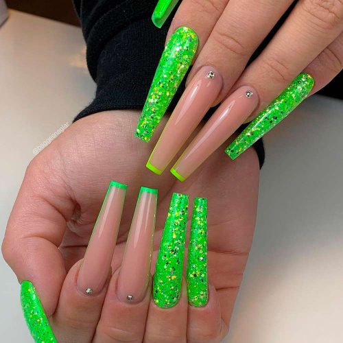 Glitter Green Nail Designs