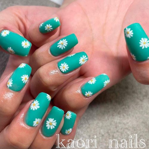 Floral Green Nail Designs