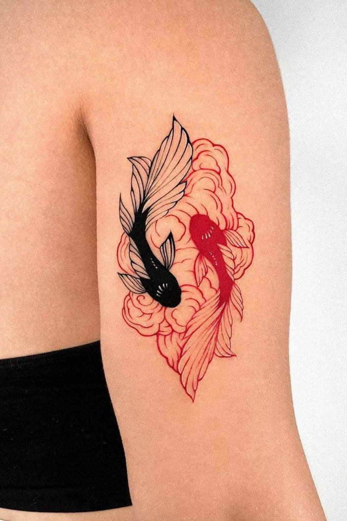 Red and Black Koi Fish Tattoo