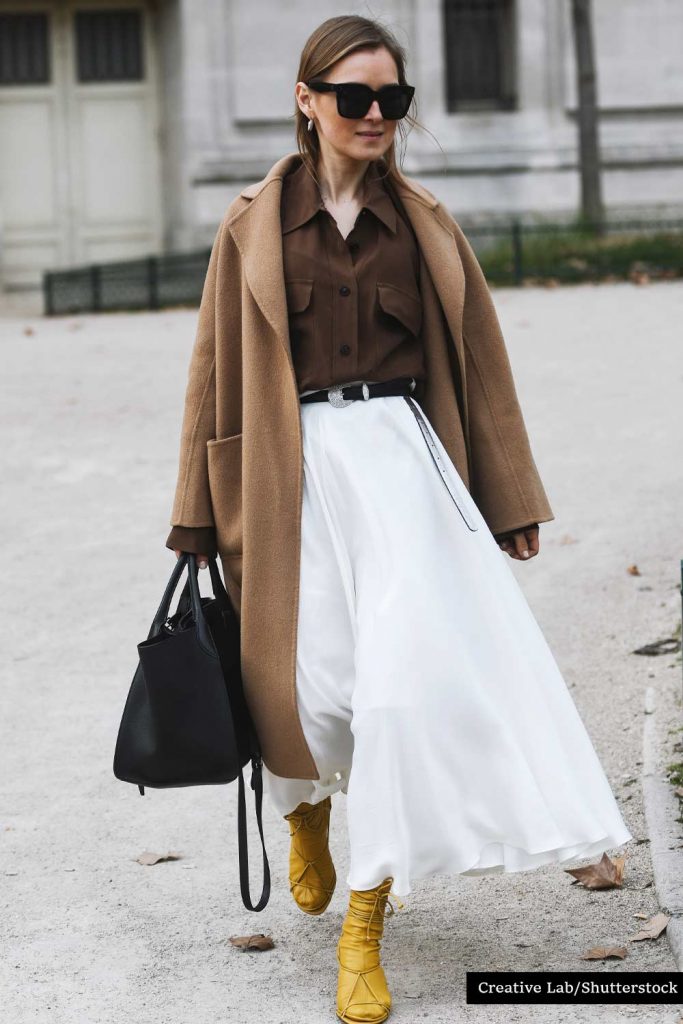 White Skirt with Brown Shades Outfits